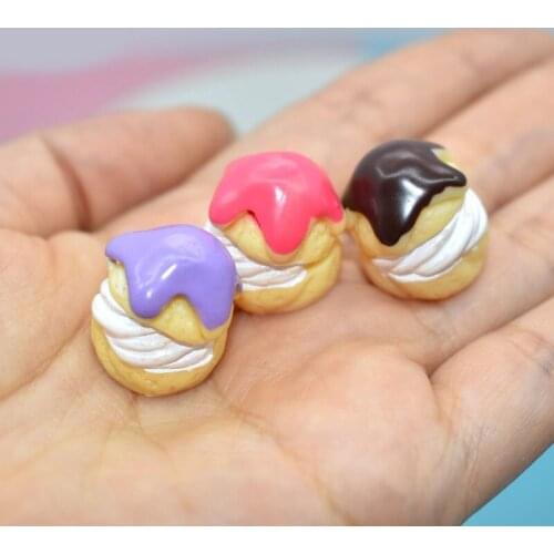 Simulation Puffs Cakes Bread 3D Resin Cabochons 10pcs 15*20mm Colorful DIY Jewelry Accessories Embellishments Scrapbooking Bead