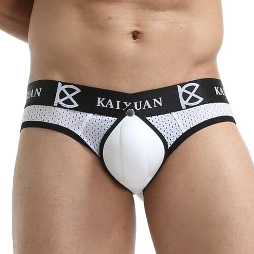 Men Jockstrap Sexy Underwear Inside Enhance Protection Pad Mesh Briefs Men Gay Underwear Penis Pouch Pad Enlarge Cup Panties