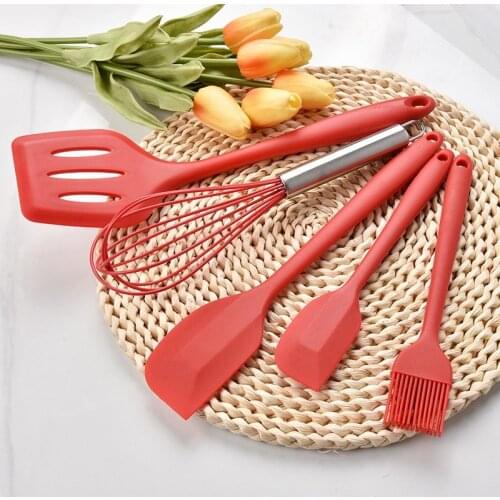 5pcs Kitchenware Set Silicone Scraper Oil Brush Egg Whisk Spatula Silicone Cooking Utensil Multipurpose Kitchen Cake Tool Set