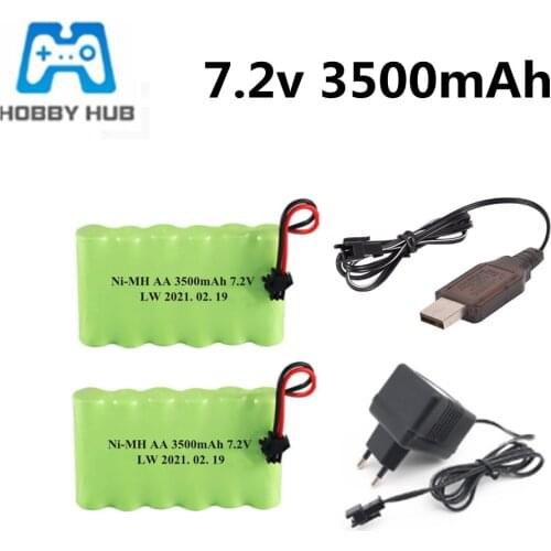 7.2V 3500mah NiMH Battery For Rc toys Cars Tanks Trains Robot Boat Guns Ni-MH 7.2 V 3000mah aa nimh battery Charger Set