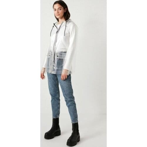 Transparent Raincoat With Hood Womens Spring/Autumn Casual Fashion Style