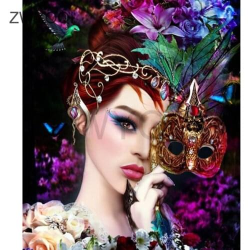 Full Square Diamond painting Woman mask DIY 3D Diamond mosaic Woman mask Full Round Diamond embroidery Cross stitch Woman mask