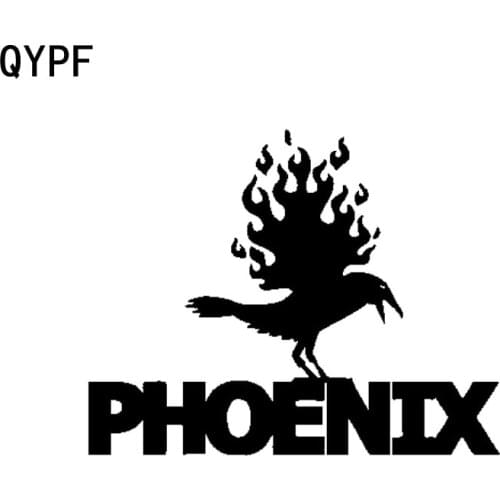 QYPF 16.4CM*13CM Phoenix Fire Bird Mythical Creature Legend Fun Car Sticker Decal Black/Silver Vinyl C15-1017