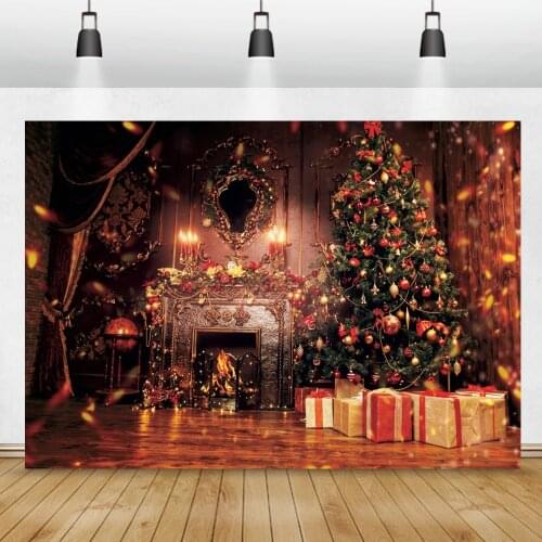 Photo Background Luxury Christmas Festivals Party Decor Vintage Fireplace Candle Gift Child Interior Photo Backdrop Photo Stduio