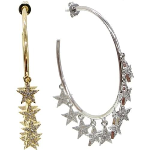 Christmas gift gorgeous stunning trendy women girl jewelry micro pave cz star band hoop earring fashion classic jewelry