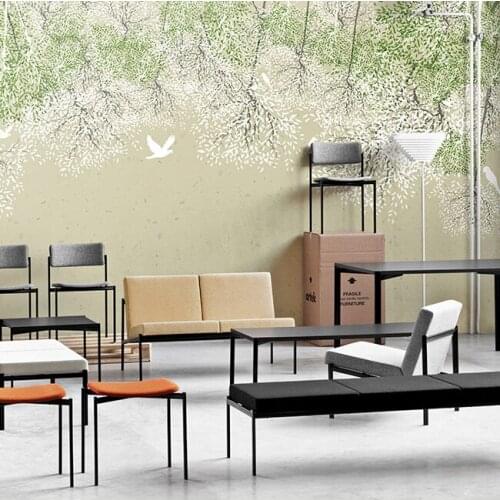 Hand-painting Custom Birds&Trees&Flowers Mural 3d Wall Photo Murals Wallpaper for Living Room Large Papel Mural 3d Wall Mural