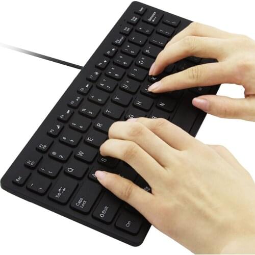 USB Wired Keyboard Black Office Gaming Keyboard Portable Mini Ergonomic Ultra Slim Keypad with 87 keycaps For Laptop PC Gamer