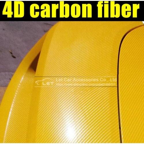 Car styling bright 4D yellow Carbon Fiber Vinyl film Colored Glossy Carbon Fiber Vinyl Film Auto Wrapping Vinyl Wrap Foil