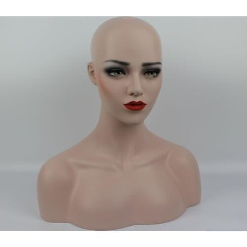 Plus Size Fiberglass Realistic Female Mannequin Heads , Manikin Dummy Head Bust , Wigs Head Display