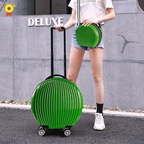 Women luggage set with small handbag kids round travel suitcase on wheels carry ons cabin rolling luggage peculiar trolley case