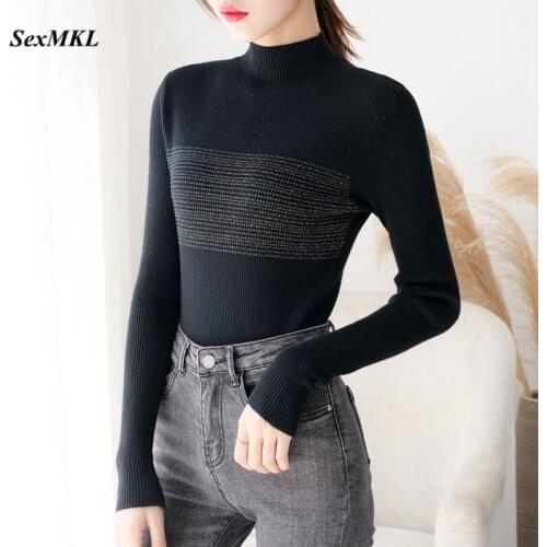 Women Turtleneck Sweater 2020 Winter Fashion Thick Long Sleeve Pullover Ladies Tops Slim Casual White Blue Sweaters Pull Femme