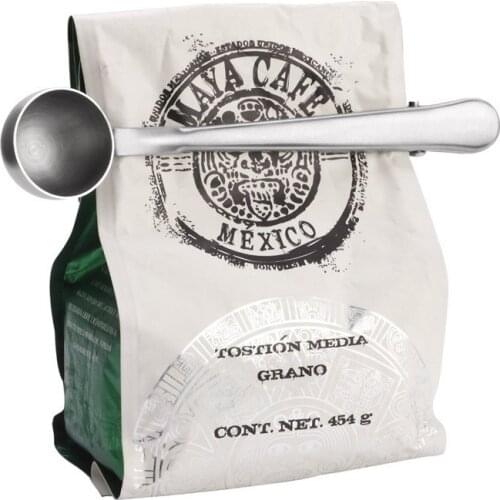 Multifunction Stainless Steel Measuring Spoon Bag Clamp Closure Clip Coffee beans Scoop Ice Cream Spoon kitchen helper 1pcs