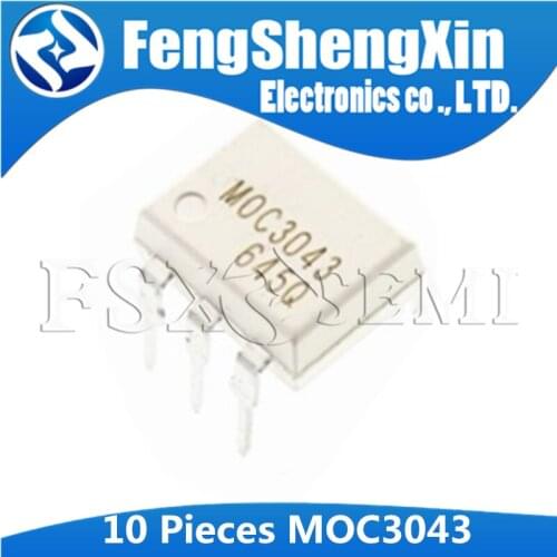 10pcs/lot MOC3043 DIP-6 MOC3043M DIP Optoisolators Triac Driver Output