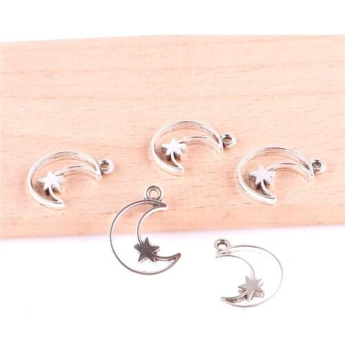 20pcs 23498 Moon Star Charms Antique Silver Pendant Handmade Hanging Crafts Finding