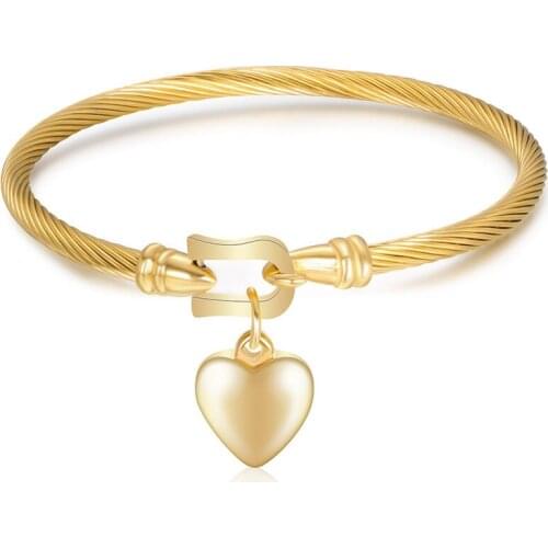 2021 European style simple Titanium steel love pendant bracelet Crystal from Swarovskis Bracelet for Women and female 2 Colors