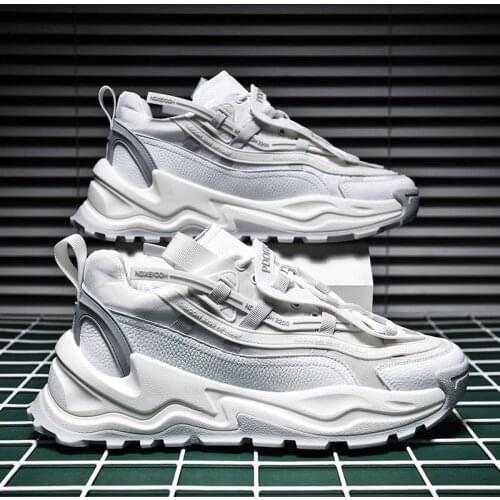 2021 Technical knit Men Sneakers Lace Up Men Shoes Mesh And Leather Trainers Breathable Shoes Men