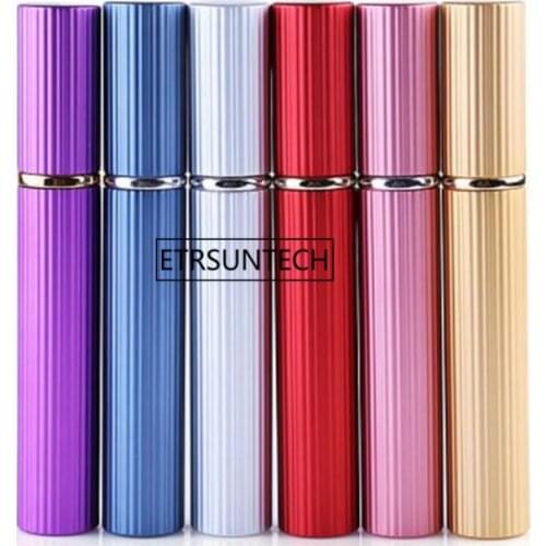 50pcs 8ml New Aluminum Perfume Bottle Spray Empty Glass Split Portable Perfume Small Bottle F3297