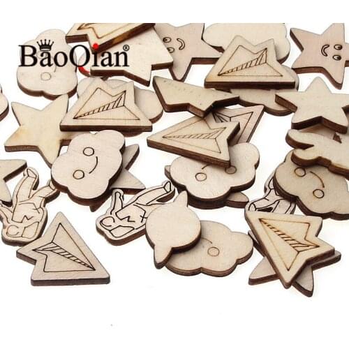 50pcs/lot Natural Wooden Scrapbook Wooden 25mm Handmade Painted Childrens Stickers Diy Fashion Home Decoration Crafts