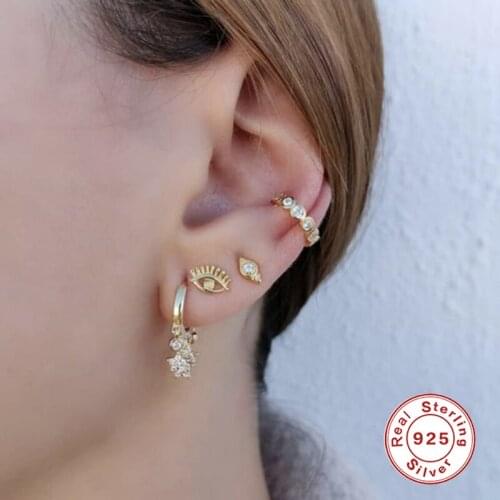 GS 925 Sterling Silver Earrings Luxury Bling Star Hoops Earring For Woman Lovers' Couples Irregular Round Hanging Pendientes