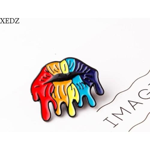 XEDZ New Rainbow Dry Cracked Brooch Fashion Personality Hole Horror Mouth Badge Cowboy Backpack Backpack Accessories Gift