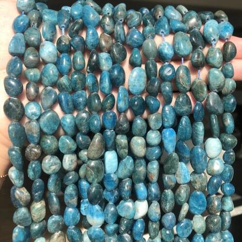 6-8mm Natural Irregular Blue Apatite Stone Beads Loose Stone Spacer Beads For Jewelry Making DIY Bracelet 15'Strand/Inches