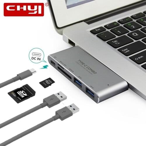 CHYI Type-C 3.1 USB 3.0 Hub Combo Micro SD/SD Card Reader Multi High Speed Portable HUB Splitter For Macbook Computer Accessorie