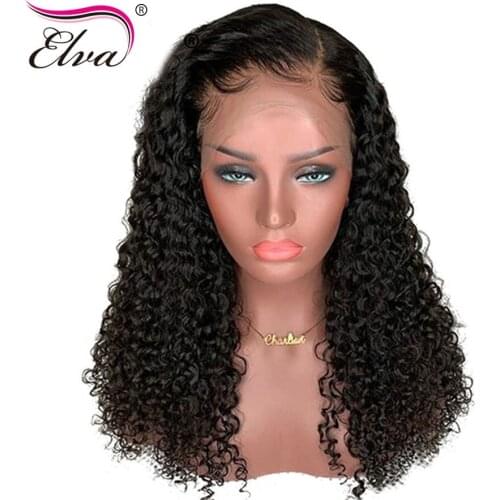 Elva Hair 360 Lace Frontal Wig Pre Plucked With Baby Hair Curly Lace Front Human Hair Wigs For Black Women Remy Hair Lace Wigs