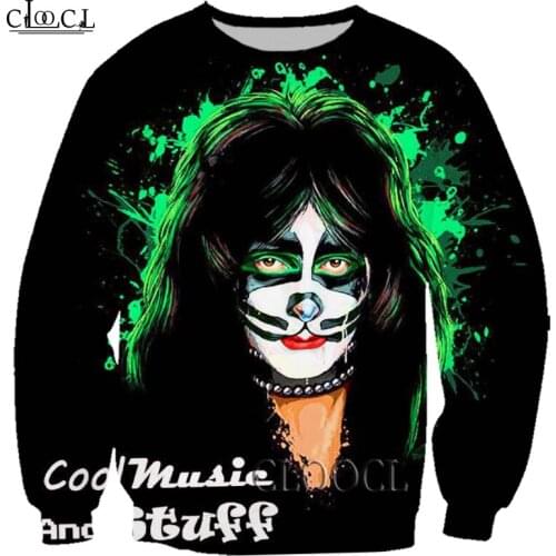 HX Drop Shipping Rock Metal Kiss Band Fashion 3D Print Men Women Hip Hop Street Sweatshirt Hot Selling Couple Harajuku Tops