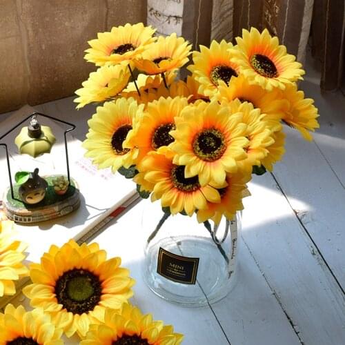 7 head 34cm Artificial Sunflower Simulation Sun Flower Gerbera Daisy Living Room Party Decoration Flower