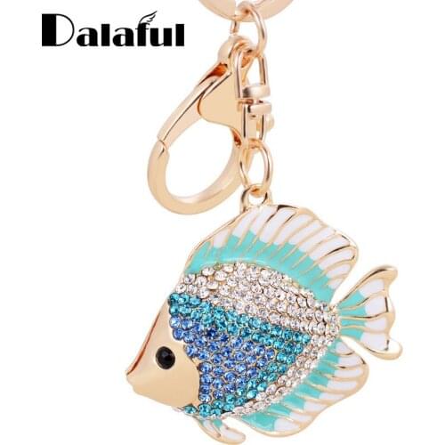 Exquisite Crystal Goldfish Bag Pendant High Quality Fish Shape Key Chains Rings Holder For Car Keyrings KeyChains K267 New