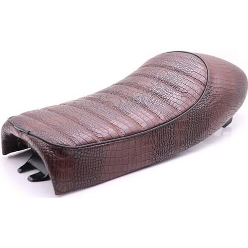 Brown Cafe Racer Crocodile Skin Hump Seat For Harley Honda Suzuki Universal