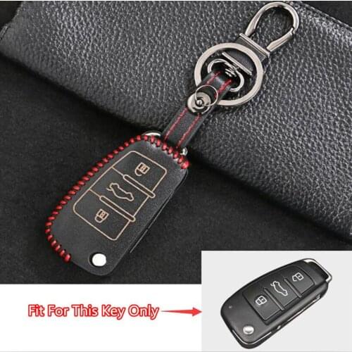 Leather Car Key Remote Fob Keychain Ring Holder Cover Shell Case Bag 3 Buttons Fit For Suzuki C3 Dipper X5 Liana A6 Folding Key