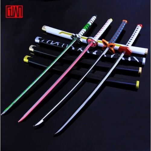 Alloy Sword 26cm Demon Slayers Blade Anime Keychain Weapon Model Ornaments Kitchen Door Tanjiro Sunwheel Knife Cospy Prop