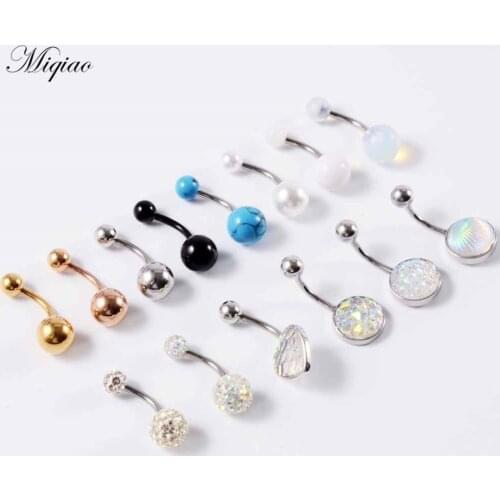 Miqiao 10pcs Hot Sale Stainless Steel Opal Magic Color Fish Scale Belly Button Ring Body Piercing Jewelry