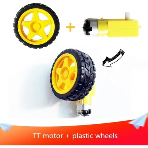 A Set Wheel+Motor for 1pcs TT Smart Geared Motor 1:48 or 1:120 Strong Magnetic 6V Motor with 1pcs Plastic Tire Wheel