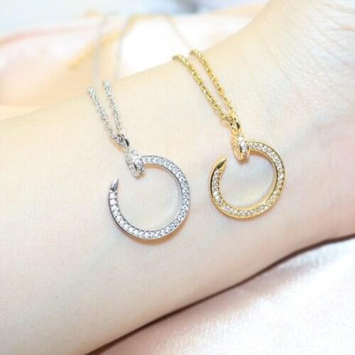 New Punk Nails Necklace Geometric Clavicle Chain Crystals C-shaped Wild Necklace Hip Hop Jewelry