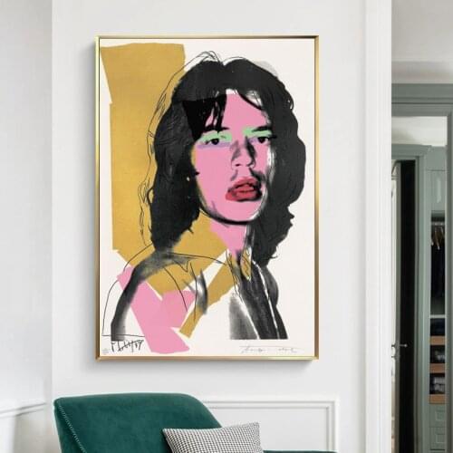 Andy Warhol Artwork Poster Canvas Painting Mick Jagger Portrait Posters and Prints Wall Pictures for Living Room Home Decoration