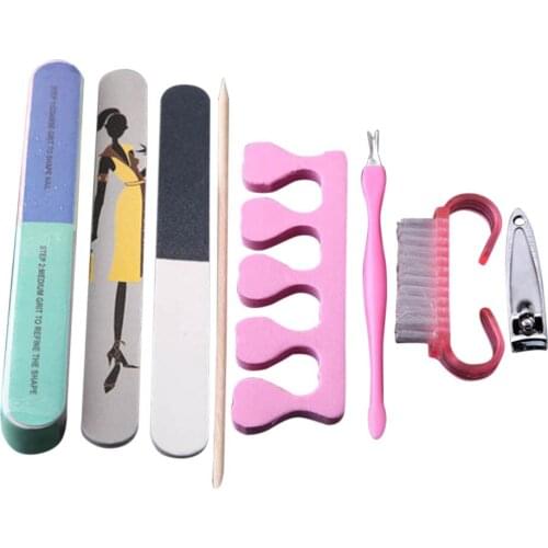 8Pcs Pro Manicure Kit Long Nail Files Brush Nails Art Beauty Tools Set SSwell