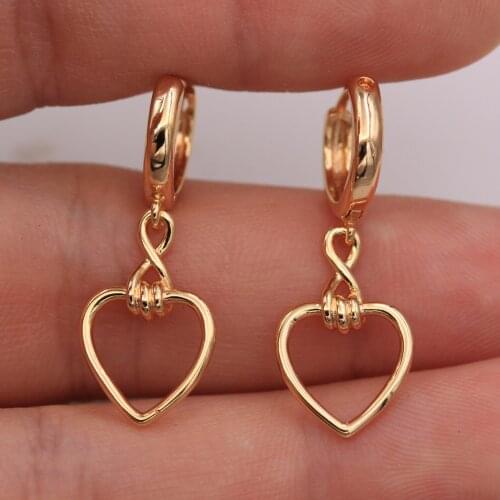 Dangle Drop Earrings Gold Copper Heart Earring For Women Fashion Jewelry Accessories Wedding Anniversary Gif