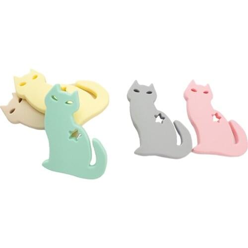 Chenkai 10PCS BPA Free Silicone Cat Teether Sensory Chewable Animal Teething Food Grade For DIY Infant Sensory Toys and gifts