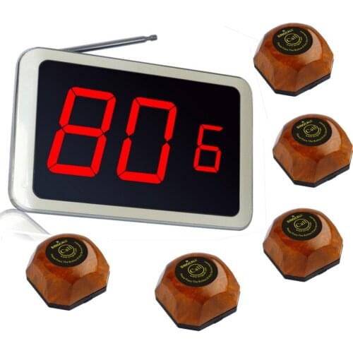 SINGCALL Paging System.Wireless,for Villadom,School.Room Calling System,5pcs APE560 Table Bells and 1pc Receiver APE1600