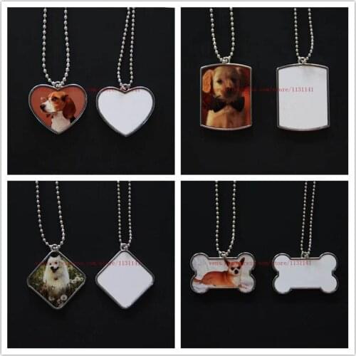 Sublimation dog tag heart bone Ellipse shield Rectangle shape necklace pendant hot transfer printing consumables 100pieces/lot