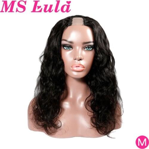 MS Lula U-Part Human Hair Wigs Body Wave 150%Density Brazilian Bleached Knots Remy Hair Glueless Wig Natural Color Free Shipping