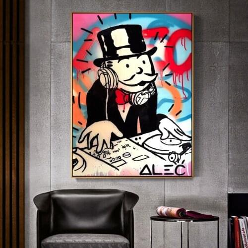 Street Art Pictures Alec Monopolyingly Richie Scrooge Dollars Canvas Painting Posters Graffiti Prints Wall For Living Room Decor