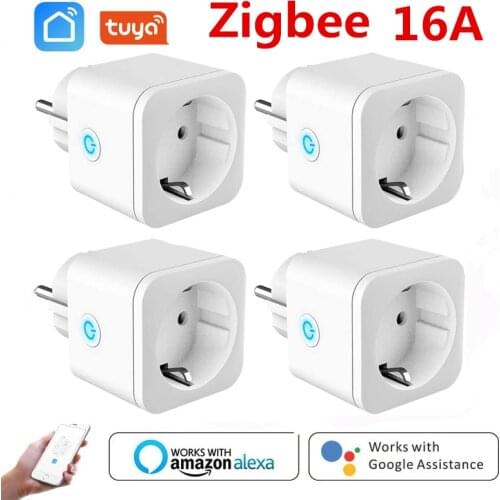 5pcs Tuya Zigbee Smart Socket Plug EU 16A Power Monitor Compatible ZHA Zigbee 3.0 Tasmota with ZigBee gateway Alexa Google Home