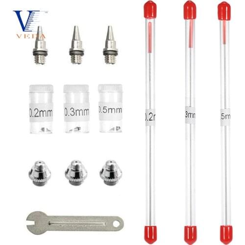 VEDA 0.2mm/0.3mm/0.5mm Airbrush Nozzle Needle&Nozzle Cap &Wrench Replacement Parts for WD-180 Series Airbrush Spray Accessories
