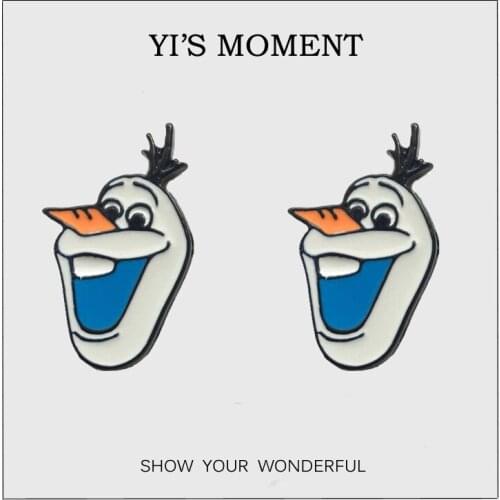 Birthday Gift Enamel stud Earrings animal snowman Earring for women