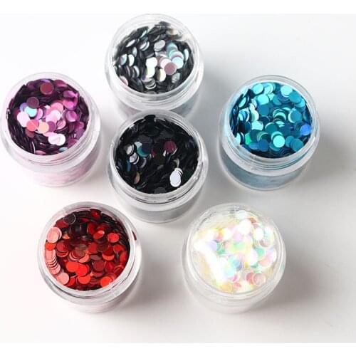 10ml Holographic Nail Round Sequins Chunky Glitter Sheet Ultra Thin Nail Polish Neon Light for Designing Nail Art Decoration 3mm