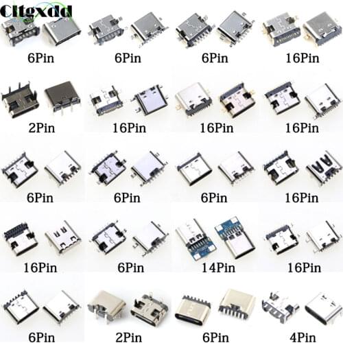 10PCS Micro USB 3.1 Type C Jack 2 4 6 14 16 Pin SMD SMT Female Socket Connector For JBL Lenovo Mobile Phone Charging Port