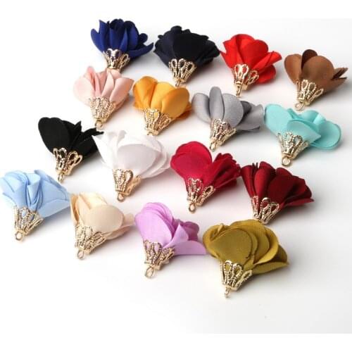 10pcs Mix Color 25mm*20mm Suede Tassel Flowers Earrings Charm For Woman Fashion Jewelry DIY Earring Jewelry Accessories